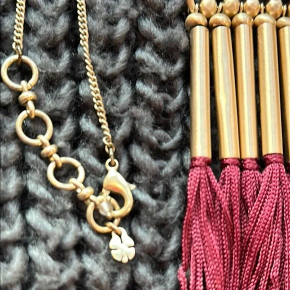 Lucky Brand Gold and Red Fringe Necklace - Picture 2 of 6